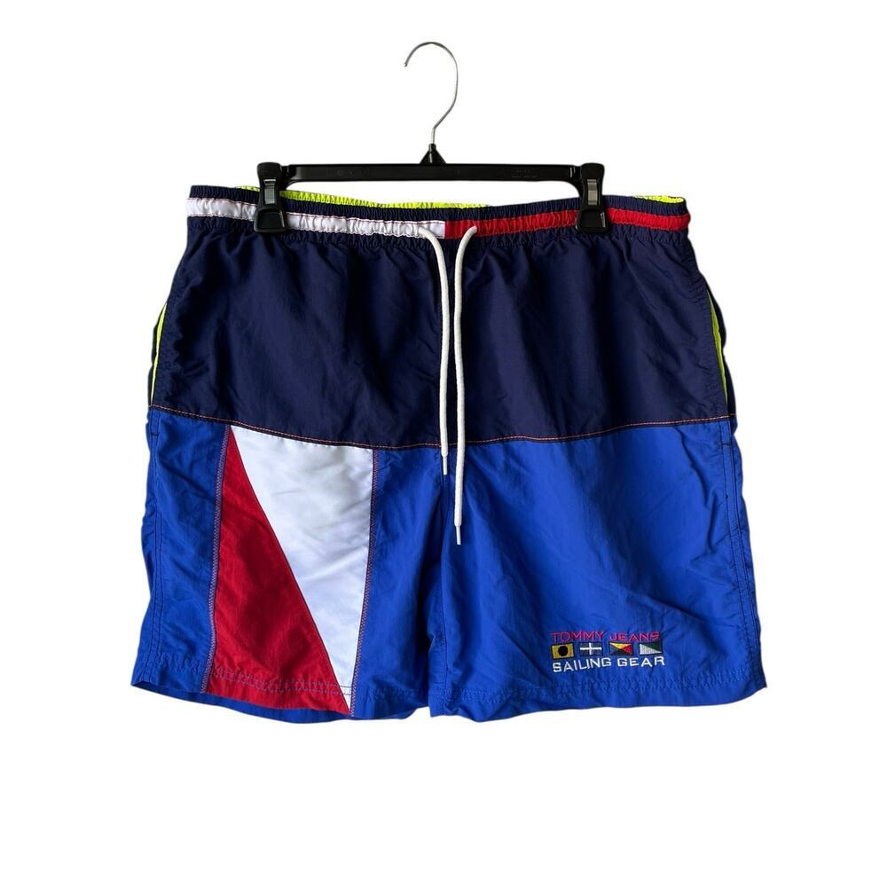 Vintage Tommy Hilfiger Sailing Gear Swim Shorts Size M '90s Retro Blue